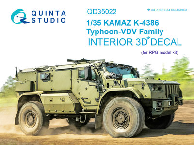 Quinta Studio QD35022 - KAMAZ K-4386 Typhoon VDV family 3D-Printed & coloured Interior on decal paper (for RPG-model kit) - 1:35