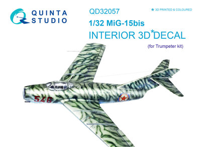 Quinta Studio QD32057 - MiG-15bis 3D-Printed & coloured Interior on decal paper (for Trumpeter  kit) - 1:32