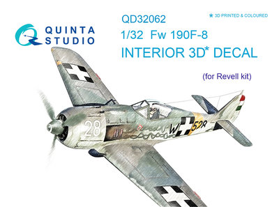Quinta Studio QD32062 - Fw 190F-8 3D-Printed & coloured Interior on decal paper (for Revell  kit) - 1:32
