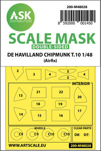 ASK 200-M48028 - De Havilland Chipmunk T.10 double-sided painting mask for Airfix - 1:48