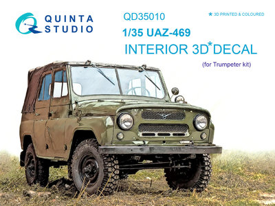 Quinta Studio QD35010 - UAZ 469 3D-Printed & coloured Interior on decal paper (for Trumpeter kit) - 1:35