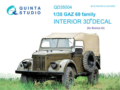 Quinta Studio QD35004 - GAZ 69 Family 3D-Printed & coloured Interior on decal paper (for Bronco kit) - 1:35