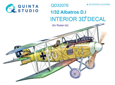 Quinta Studio QD32076 - Albatros D.I 3D-Printed & coloured Interior on decal paper (for Roden kit) -  1:32
