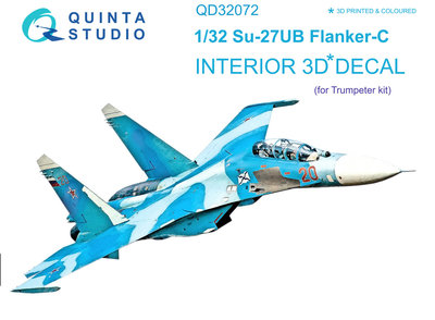 Quinta Studio QD32072 - Su-27UB 3D-Printed & coloured Interior on decal paper (for Trumpeter kit) - 1:32