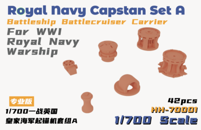 Heavy Hobby HH-70001 - Royal Navy Capstan Set A Battleship Battlecruiser Carrier - WWI Royal Navy Warship - 1:700