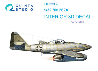 Quinta Studio QD32069 - Me 262A 3D-Printed & coloured Interior on decal paper (for Revell kit) - 1:32