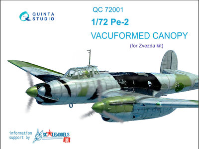 Quinta Studio QC72001 - Pe-2 vacuformed clear canopy  (for 7283 Zvezda kit) - 1:72