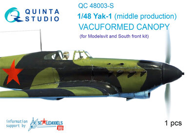 Quinta Studio QC48003-S - Yak-1 (middle production) vacuformed clear canopy, 1 pcs, (for SF or Modelsvit kit) - 1:48