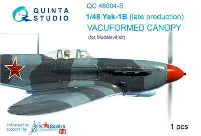 Quinta Studio QC48004-S - Yak-1B (late production) vacuformed clear canopy, 1 pcs, (for Modelsvit kit) - 1:48