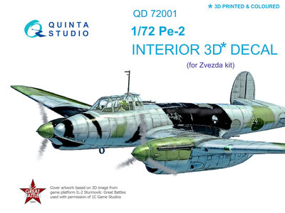 Quinta Studio QD72001 - Pe-2  3D-Printed & coloured Interior on decal paper  (for 7283 Zvezda kit) - 1:72