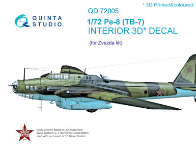 Quinta Studio QD72005 - Pe-8/TB-7  3D-Printed & coloured Interior on decal paper  (for 7264, 7291 Zvezda kit) - 1:72