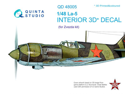 Quinta Studio QD48005 - La-5 3D-Printed & coloured Interior on decal paper (for Zvezda kit) - 1:48