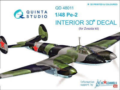 Quinta Studio QD48011 - Pe-2 3D-Printed & coloured Interior on decal paper (for Zvezda kits) - 1:48