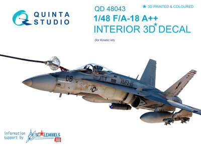 Quinta Studio QD48043 - F/A-18A++ 3D-Printed & coloured Interior on decal paper (for Kinetic kit) - 1:48