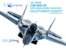 Quinta Studio QC48008 - MiG-29 (All single seater version)  vacuformed clear canopy (for GWH kits) - 1:48