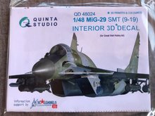 Quinta Studio QD48024 - MiG-29 SMT (9-19) 3D-Printed & coloured Interior on decal paper (for GWH kits) - 1:48