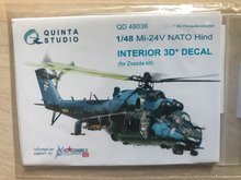 Quinta Studio QD48036 - Mi-24V NATO (black panels)  3D-Printed & coloured Interior on decal paper (for Zvezda kit) - 1:48