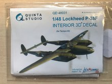 Quinta Studio QD48031 - P-38F 3D-Printed & coloured Interior on decal paper (for Tamiya kit) - 1:48