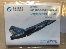 Quinta Studio QD48027 - MiG-31B  3D-Printed & coloured Interior on decal paper (for AMK kit) - 1:48