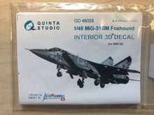 Quinta Studio QD48028 - MiG-31BM  3D-Printed & coloured Interior on decal paper (for AMK kit) - 1:48
