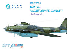 Quinta Studio QC72005 - Pe-8 vacuformed clear canopy (for 7264 Zvezda kit) - 1:72
