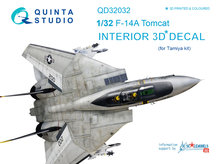Quinta Studio QD32032 - F-14A 3D-Printed & coloured Interior on decal paper (for Tamiya kit) - 1:32