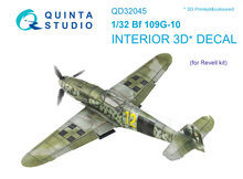 Quinta Studio QD32045 - Bf 109G-10 3D-Printed & coloured Interior on decal paper (for Revell kit) - 1:32