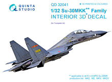 Quinta Studio QD32041 - Su-30MKK 3D-Printed & coloured Interior on decal paper (for Trumpeter kit) - 1:32