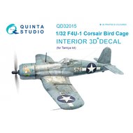 Quinta Studio QD32015 - F4U-1 Corsair (Bird cage) 3D-Printed & coloured Interior on decal paper (for Tamiya  kit) - 1:32
