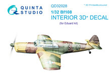 Quinta Studio QD32028 - Bf 108 3D-Printed & coloured Interior on decal paper (for Eduard kit) - 1:32