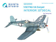 Quinta Studio QD32040 - F4U-1A Corsair 3D-Printed & coloured Interior on decal paper (for Tamiya  kit) - 1:32