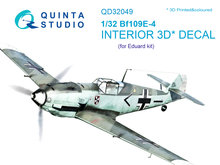 Quinta Studio QD32049 - Bf 109E-4 3D-Printed & coloured Interior on decal paper (for Eduard kit) - 1:32