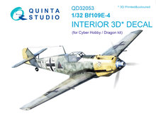 Quinta Studio QD32053 - Bf 109E-4 3D-Printed & coloured Interior on decal paper (for Cyber-hobby/Dragon kit) - 1:32