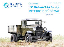 Quinta Studio QD35015 - GAZ-AA/AAA family 3D-Printed & coloured Interior on decal paper (for all kit) - 1:35