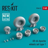 RS48-0081 - AH-64 Apache wheels set Type 1 (NEW MOLD) - 1:48 - [Res/Kit]