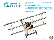 Quinta Studio QD32060 - Fokker Dr.1 3D-Printed & coloured Interior on decal paper (for Roden kit) - 1:32