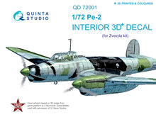 Quinta Studio QD72001 - Pe-2  3D-Printed & coloured Interior on decal paper  (for 7283 Zvezda kit) - 1:72