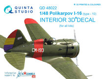 Quinta Studio QD48022 - I-16 type 10 3D-Printed & coloured Interior on decal paper (for all kits) - 1:48