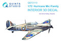 Quinta-Studio-QD72113-Hurricane-Mk.I-family-3D-Printed-&amp;-coloured-Interior-on-decal-paper-(for-Arma-Hobby-kit)-1:72